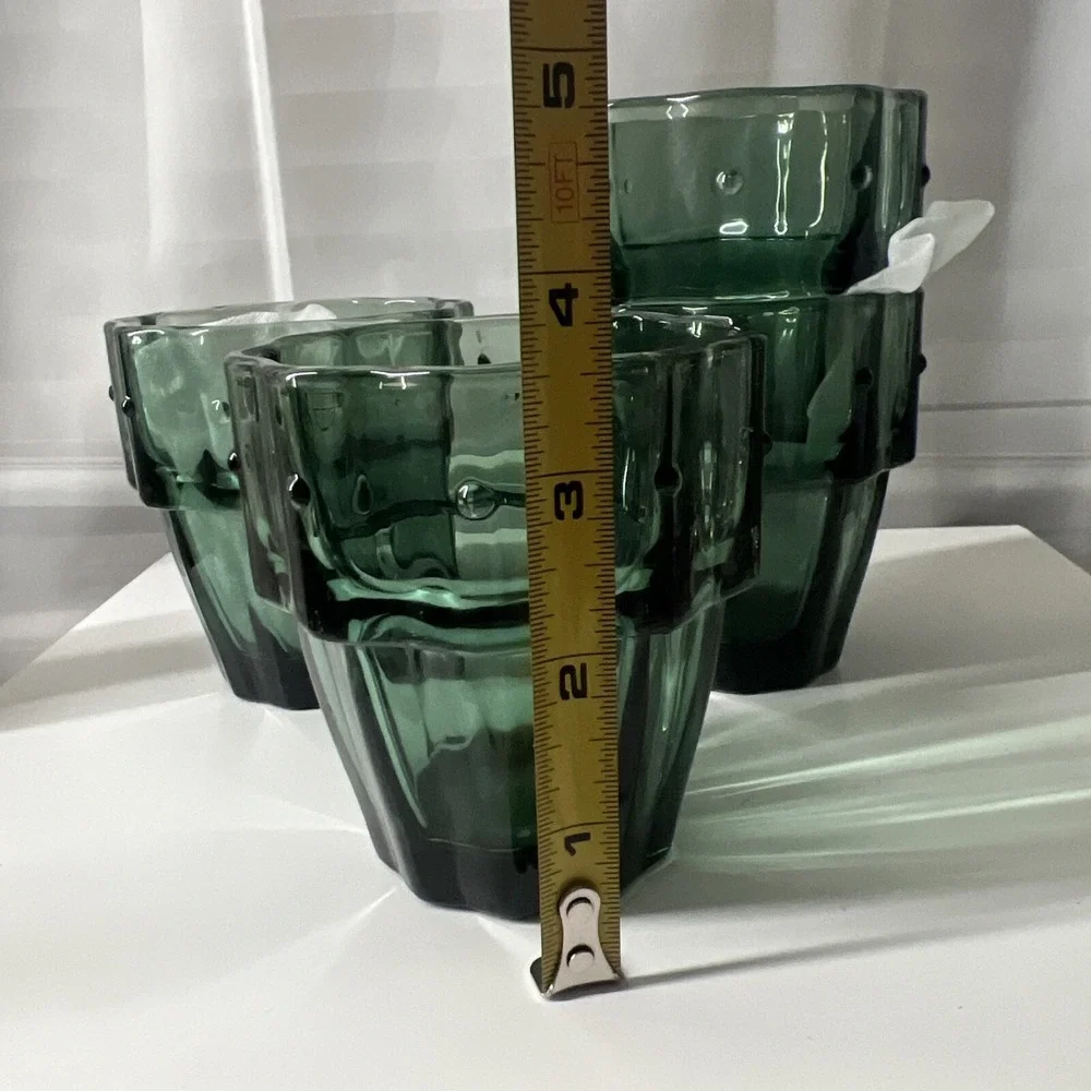 CACTUS 4 Stacking Glasses CUPS Green Unique Drinking Nesting